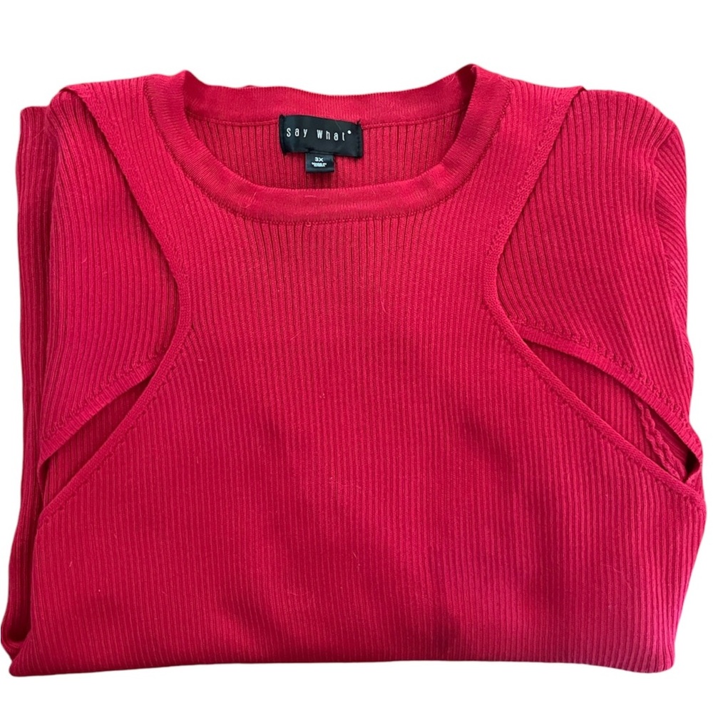 SAY WHAT Red Vintage Long Sleeve Shirt
